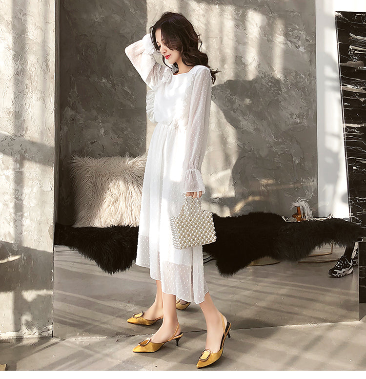 Long sleeve chiffon dress