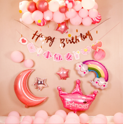 Party Balloons Happy Baby One Year Old Background Wall Scene Decoration