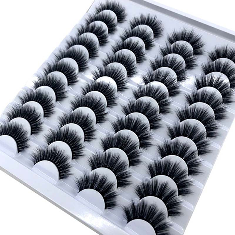 NEW 20 Pairs 8-25mm Fake Eyelashes 100 Mink Eyelashes Mink