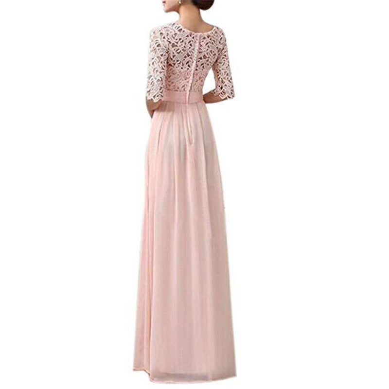 Banquet Evening Dress Five-point Sleeve Lace Chiffon Wedding