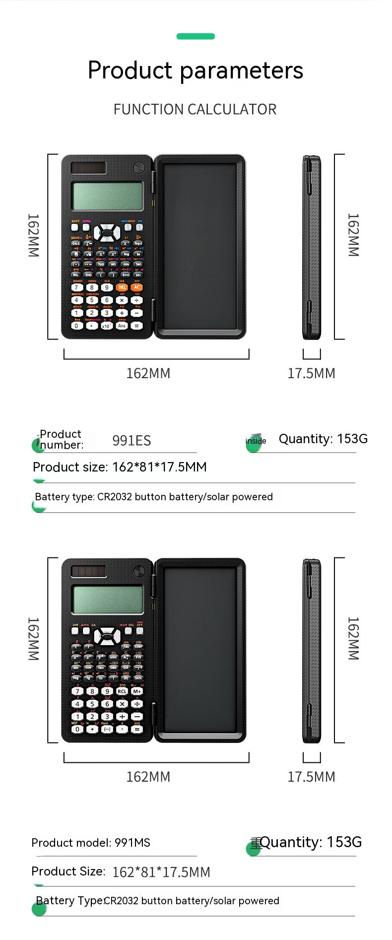 2 In 1 Foldable Scientific Calculators Handwriting Tablet Learning Function Calculator