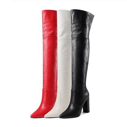 Autumn And Winter Pointed Thick Heel High Heel Over The Knee Boots Women