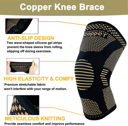 Double Package Copper Fiber Dynamic Fitness Knee Pad Protective Sleeve