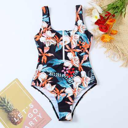 Women's Printed Zip One Piece Bikini