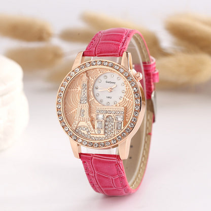 New Explosion Watch Eiffel Flags Embossed Exquisite Diamond Watch Wholesale 1892