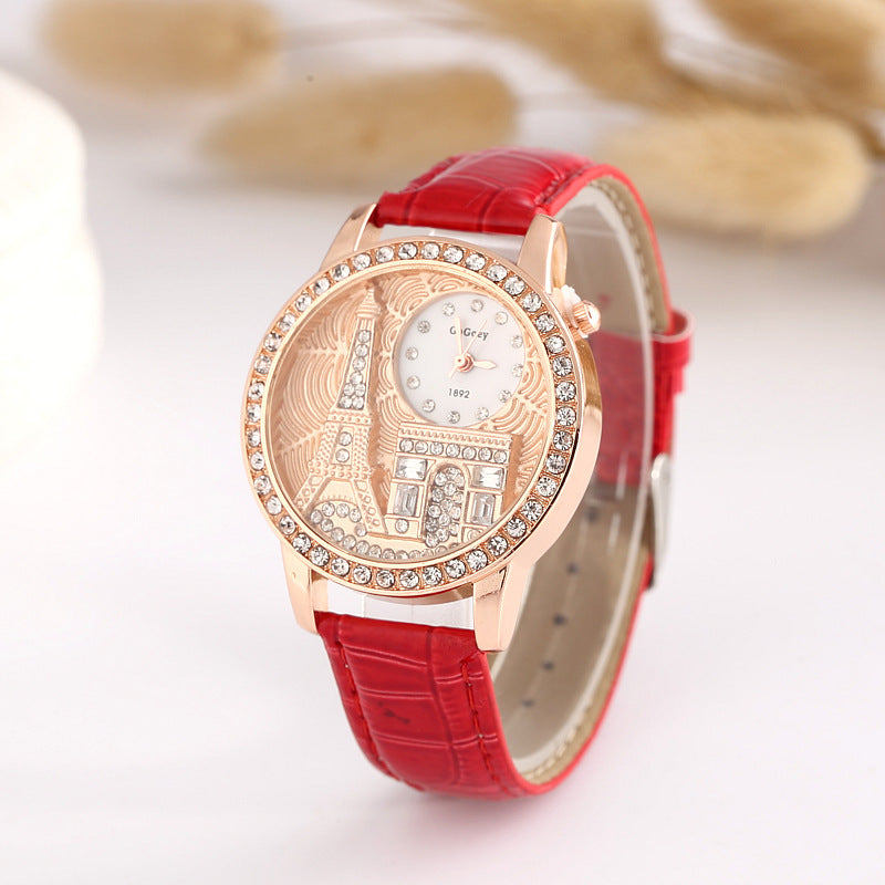 New Explosion Watch Eiffel Flags Embossed Exquisite Diamond Watch Wholesale 1892