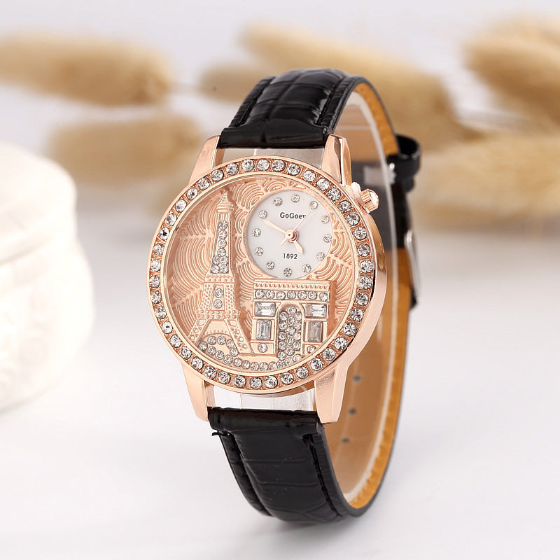 New Explosion Watch Eiffel Flags Embossed Exquisite Diamond Watch Wholesale 1892