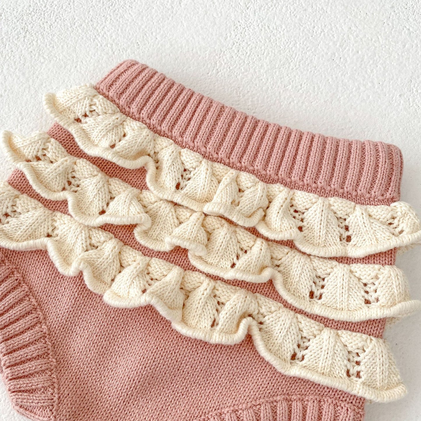 Baby Girls' Ruffled Collar Long-sleeved Knitted Top Ruffled Knitted Pants