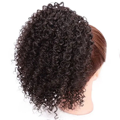 Women's African Drawstring Stretch Small Curly Wig