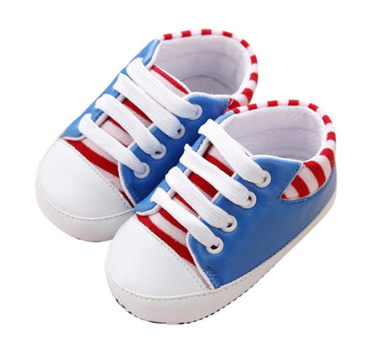 Autumn Unisex Cotton Cartoon Baby Toddler Shoes With Lace-up Canvas Shoes, Massage Shoes