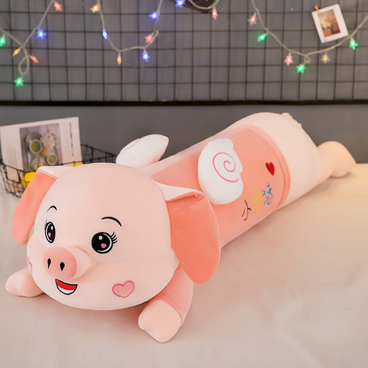 Big Plush Toy On Bed With Piggy Dolls For Girls
