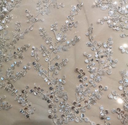 Crystal Sequin Embroidered Transparent Clothing Fabric