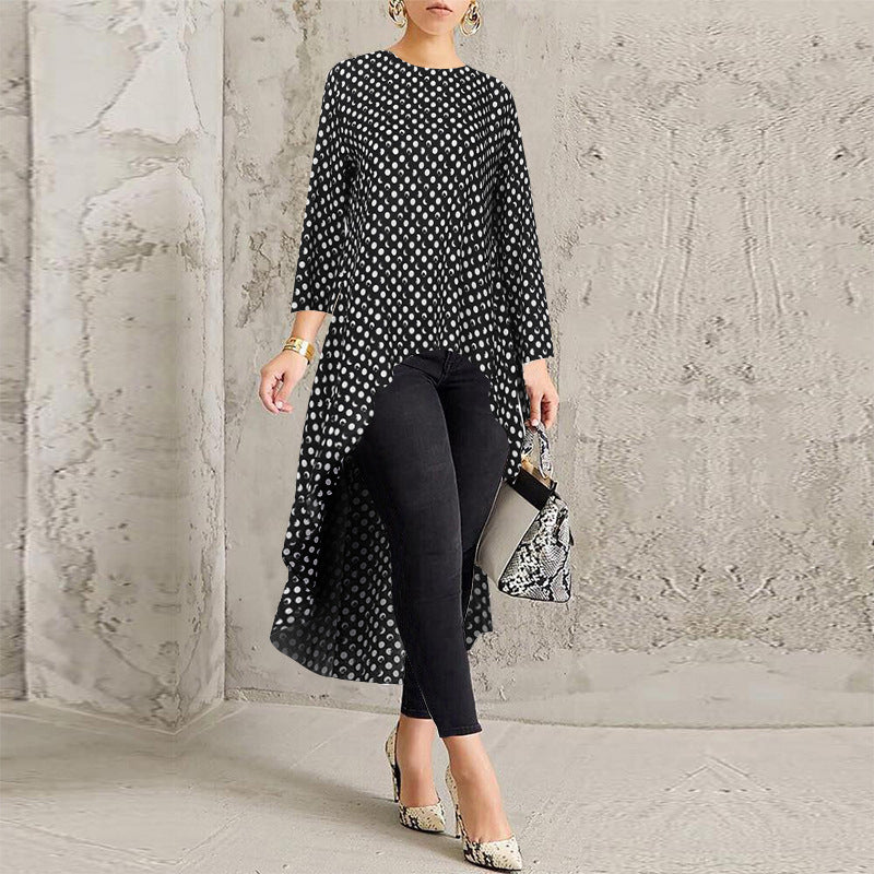 Leopard Long Sleeve Irregular Dress For Women