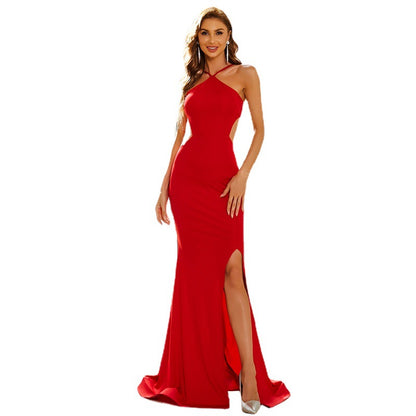 High Neck Celebrity Party Model Sleeveless Long Dress