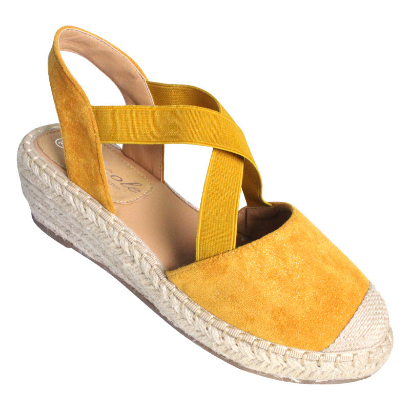 Fashion Baotou Sandals Women Cross Strap Wedge Sandals Women Slippers