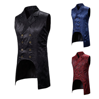 European And American Fashion Long Vest Court Tuxedo