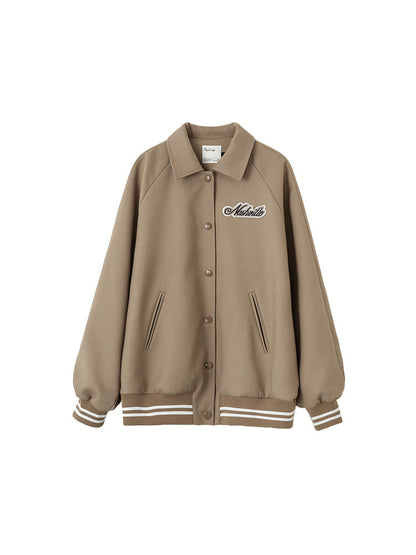 Khaki Spring American Preppy  Jacket Baseball