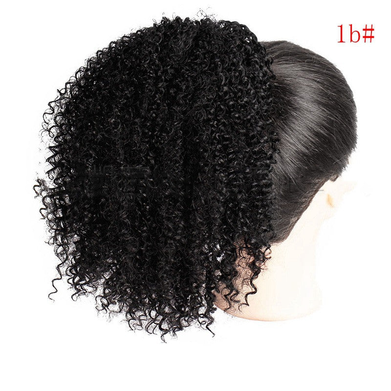 Women's African Drawstring Stretch Small Curly Wig