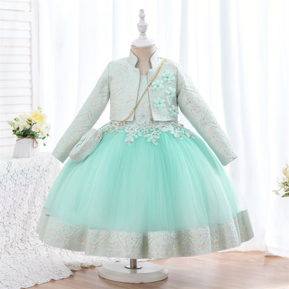 Pettiskirt Costume For Piano Performance Girl Autumn And Winter Long Sleeve Two-piece Suit