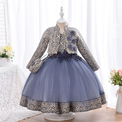 Pettiskirt Costume For Piano Performance Girl Autumn And Winter Long Sleeve Two-piece Suit