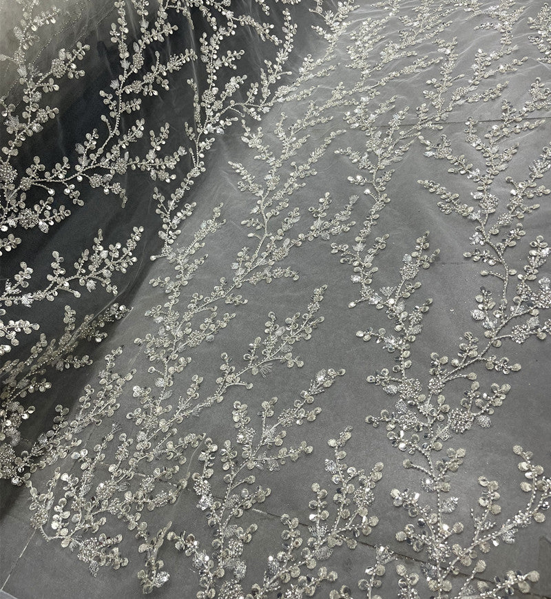 Crystal Sequin Embroidered Transparent Clothing Fabric