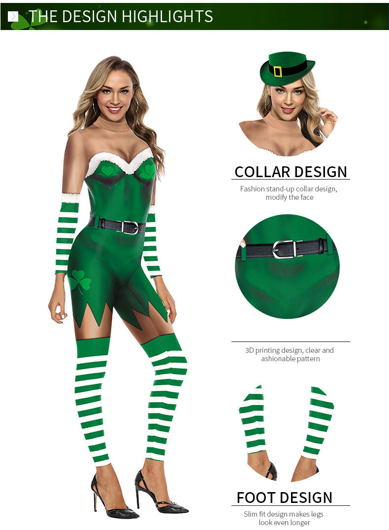 St. Patrick's Day 3D Digital Print Jumpsuit