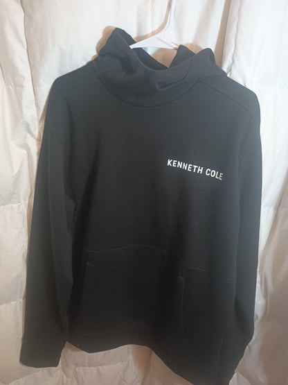 New Kenneth Cole Pullover Black Hoodie With Pockets Size XL