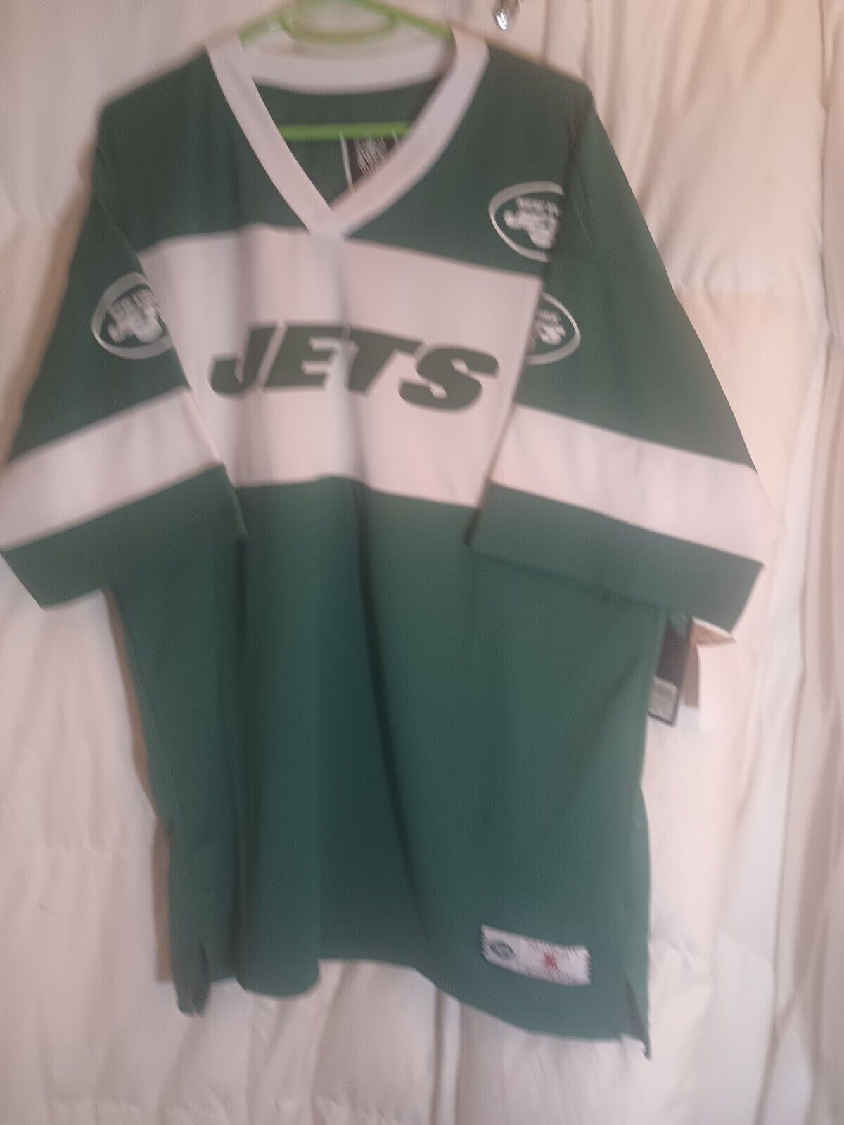 NWT NFL New York Jets Jersey Size XL Green /White Knit Jersey