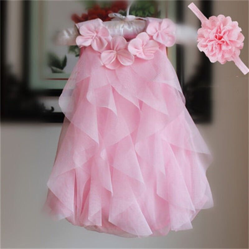 Girls' Solid Color Chiffon Party Dress