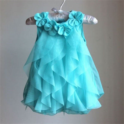 Girls' Solid Color Chiffon Party Dress